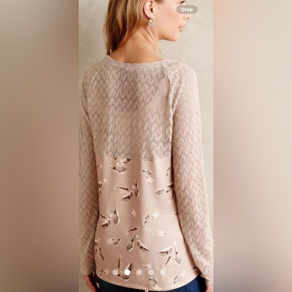 Anthropologie| One September feather sequin crocheted top Sz Medium - Picture 2 of 3